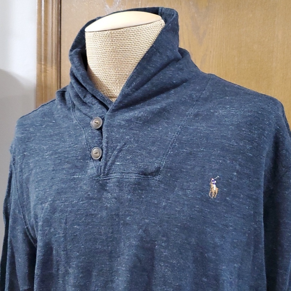 Polo Ralph Lauren estate rib 2 button pullover spacedye grey